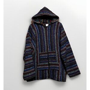 Mexican Poncho Baja Hoodie-Surfer DrugRug Jacket Unisex Size XL